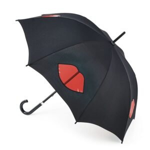 Зонт женский трость Lulu Guinness Fulton, модель L777-2877 CutOutLipsBlack, цвет чёрный с красным в Воронеже